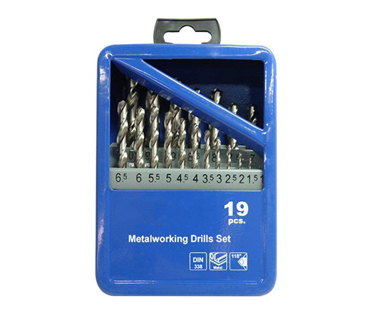 19 Pcs Metric Bright Finish Fully Ground HSS Twist Drill Bits Set in Metal Box
