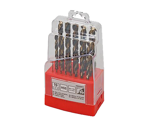 19Pcs Metric DIN338 Black and Gold HSS Drill Bit Sets for Metal Stainless Steel Aluminium Drilling in Plastic Box