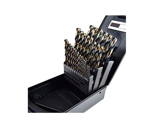 29Pcs Inch Fully Ground Black and Gold Finish HSS Drill Bit Set for Metal Steel Aluminium Drilling in Plastic Box