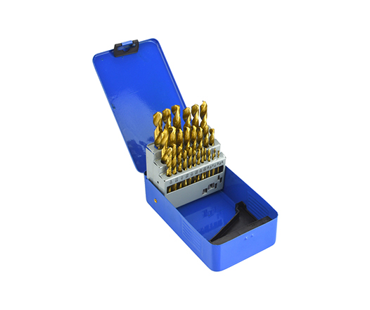 29Pcs Inch Jobber Length Polished Titanium HSS Drill Bit Sets in Metal Box