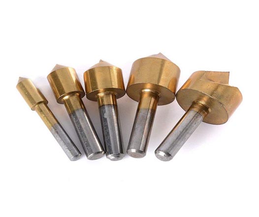 5Pcs Cylindrical Shank Single Flute HSS Countersink Deburring Bit Set for Metal Drilling
