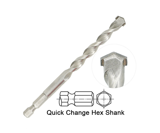 Impact Hex Shank Sand Blasted R Flute Masonry Drill Bit for Concrete Brick Masonry Drilling