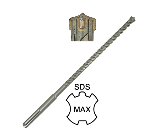 Carbide Cross Tip 4 Cutters 4 Flutes SDS Max Hammer Drill Bit for Granite and Concrete Drilling