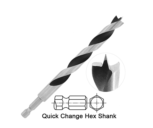 Impact 1/4 Hex Shank Edge Ground Wood Brad Point Drill Bit for Wood Precision Drilling
