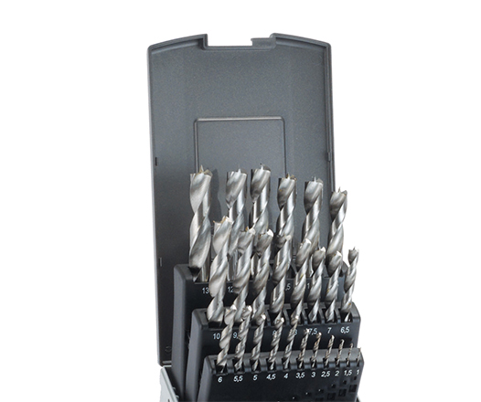 25Pcs HSS Fully Ground Wood Brad Point Drill Bit Set for Wood Precision Drilling in Plastic Box 