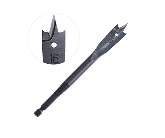 Impact 1/4 Hex Shank Tri-Point Heavy Duty Flat Wood Spade Drill Bit with Cutting Groove for Wood Drilling