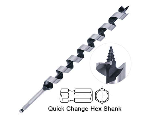 Impact Hex Shank Single Flute Long Wood Auger Drill Bit for Wood Drilling 