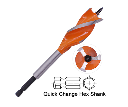 Impact Hex Shank Tri-Flute Three Spurs Wood Auger Drill Bit for Wood Faster Drilling