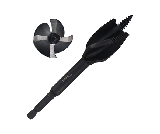 Impact Hex Shank Four Flutes Quad Cutter with Spiral Thread Wood Auger Drill Bit for Speed Feed Drilling
