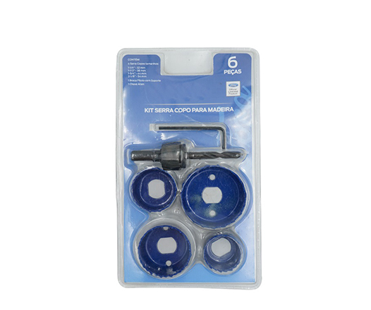 6Pcs Carbon Steel Wood Hole Saw Kit Set in PVC Double Blister for Wood Drywall Plastic Cutting