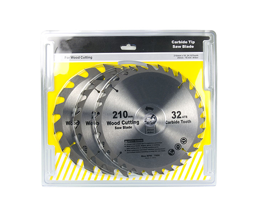 3Pcs 210mm Diameter 18-24-32T TCT Circular Saw Blade Set in Double Blister for Wood Cutting