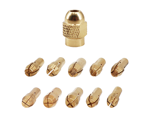 11Pcs Mini Brass Copper Drill Chuck Collet Bit Set with Screw Nut for Rotary Tool